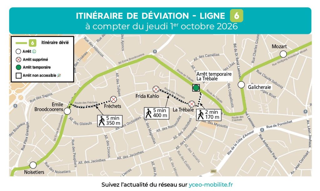 Illustration de la perturbation : En raison d’une nouvelle phase de travaux route des Fréchets à Saint-Nazaire, en lien avec le projet de réseau de chaleur urbain, pour plusieurs semaines